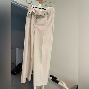 Zara Cream Pants Wide-Leg High-Waisted